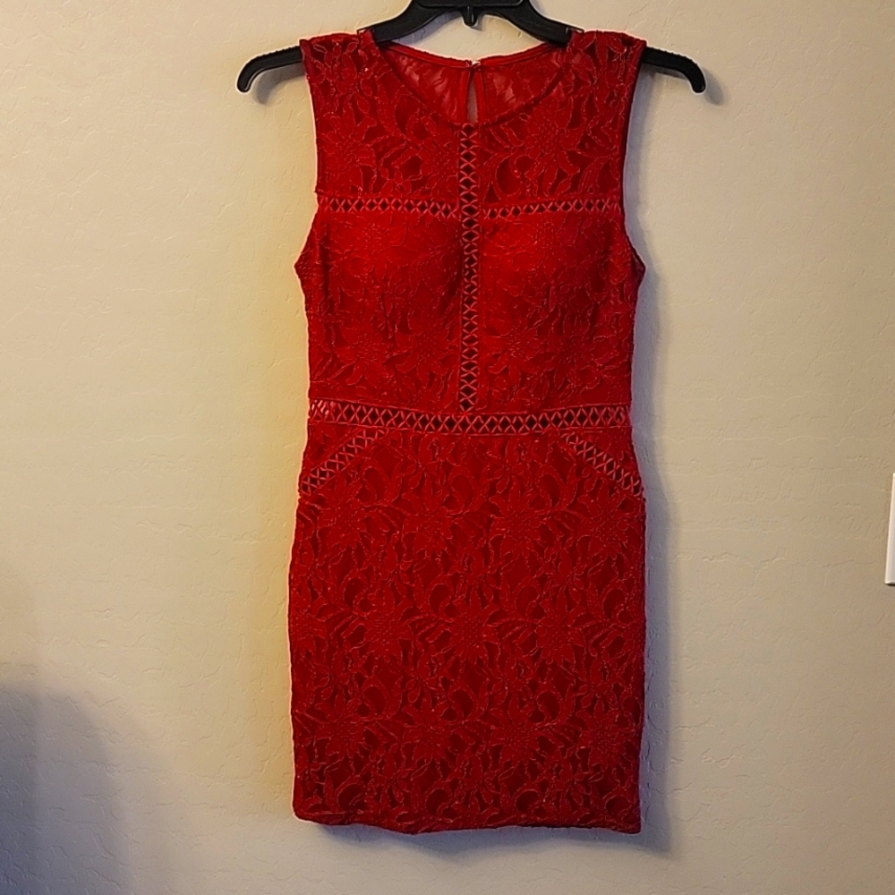 Womens Sparkle Red Cocktail Dress